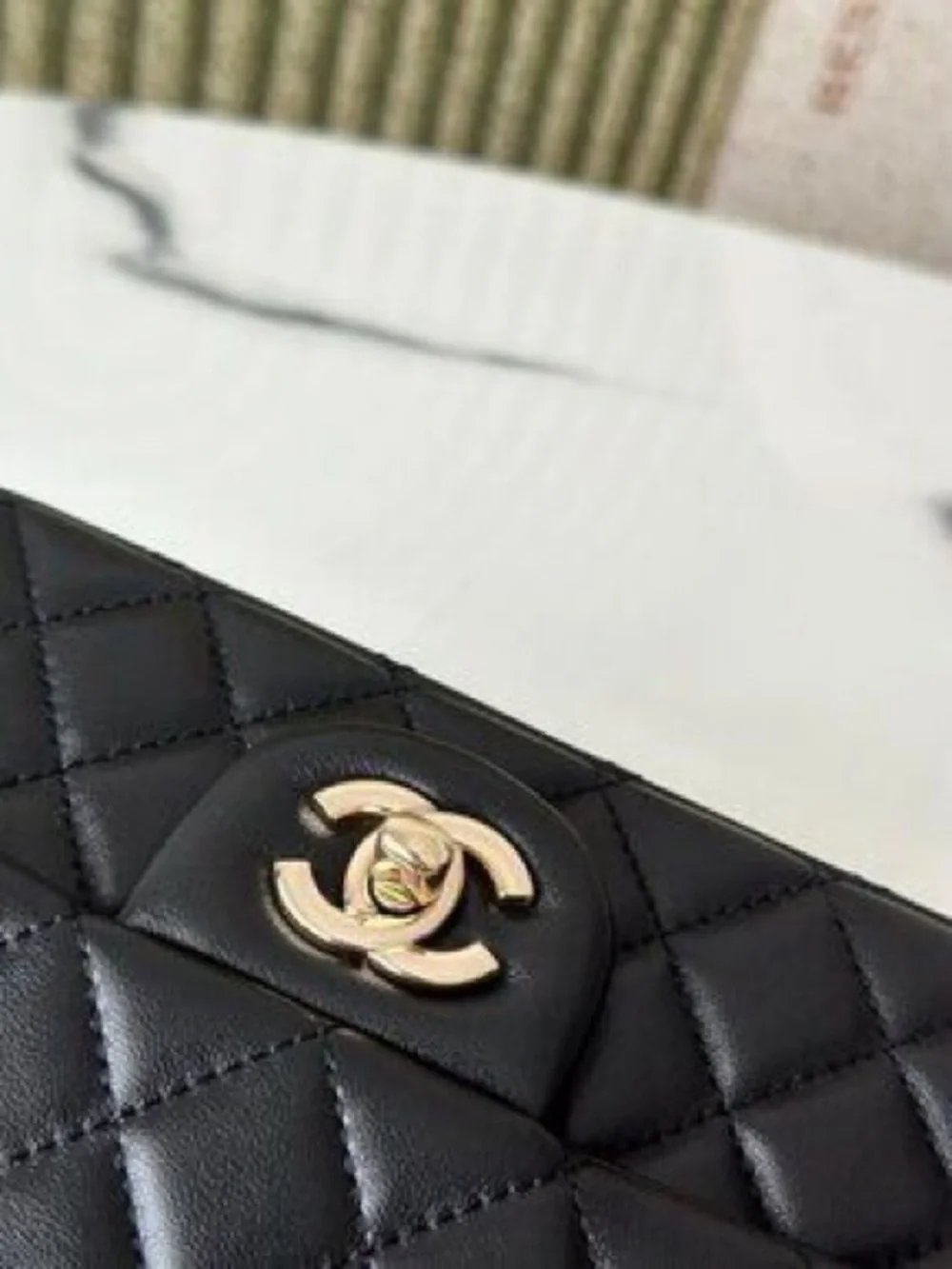 CHANEL Lambskin Mini Flap Gold Ball Crossbody Bag Black